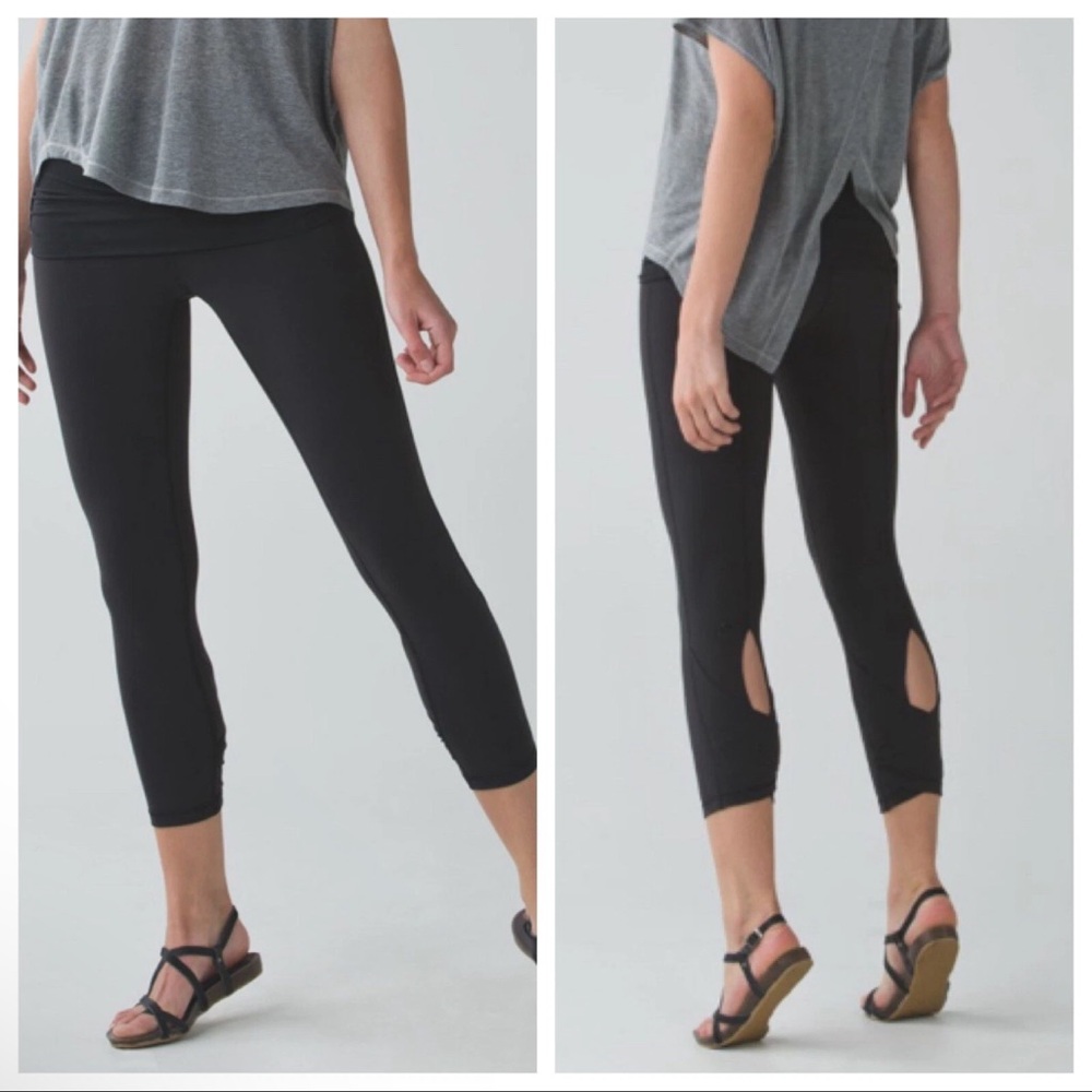 Lululemon Women's Wunder Under Roll Down Pants Black Yoga Dance Size 6